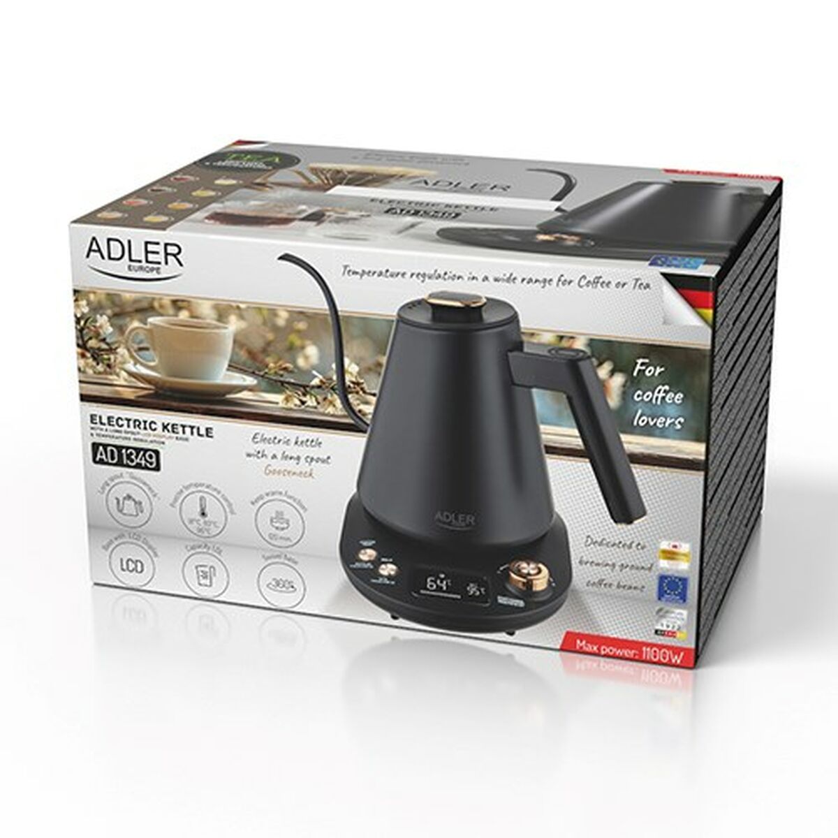 Konvice Adler AD 1349 Černý 1100 W 1 L